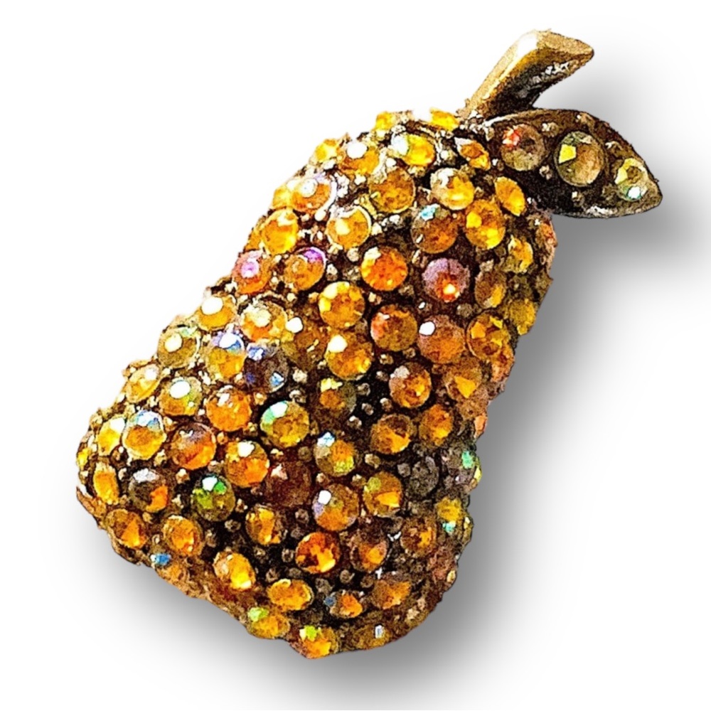 Vintage 90s Brilliant Golden Pear Shape Brooch